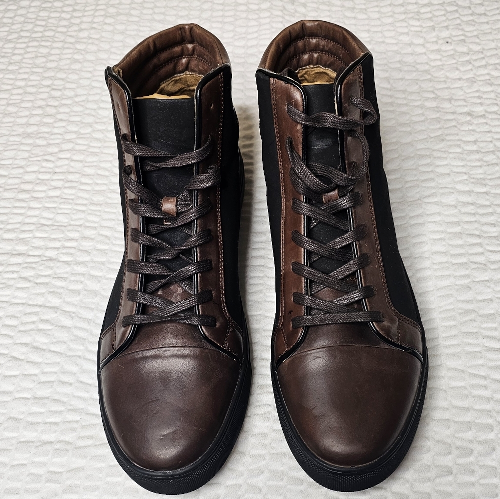 Kenneth Cole Black with Brown Leather Sneakers Sleek Design